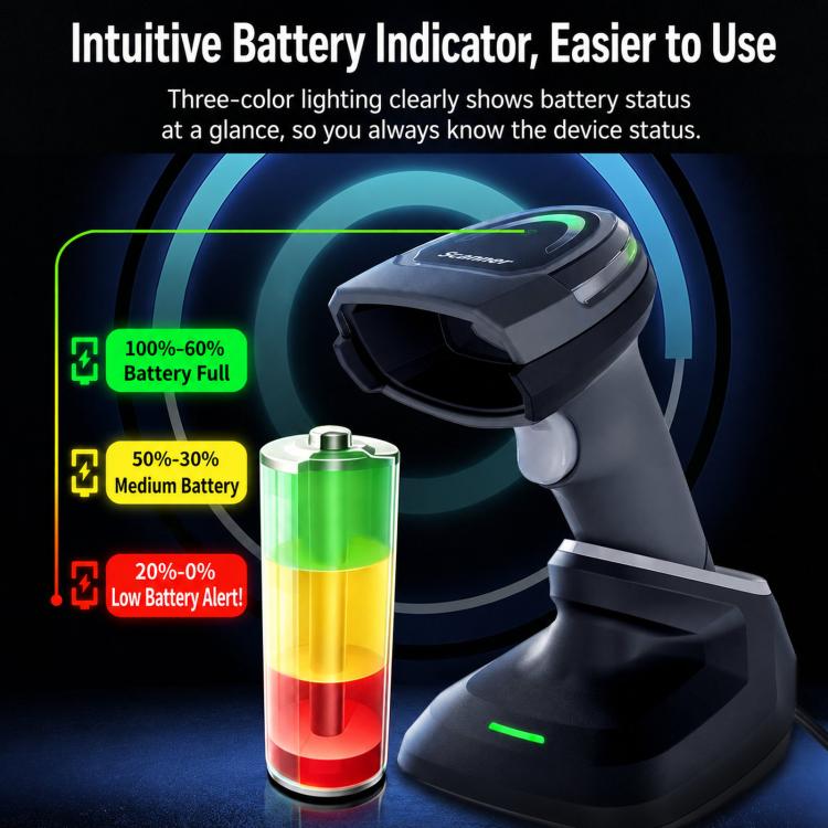 Yokoscan BWHS28AiMax 2.4G Bluetooth Wireless 2D Barcode Scanner Barcode Reader For Supermarket Cashier, No Base, With Base