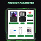 Retro handheld game console accessory kit with console, case, cables, and screen protector