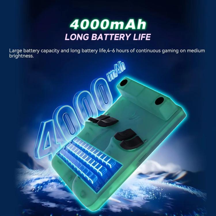 Retro handheld game console with large battery and glowing light strip