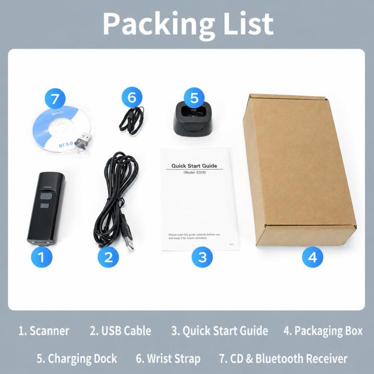 2.4G Bluetooth Wireless Portable 2D Barcode Scanner Handheld Scan Gun For Express & Logistics, P2300L