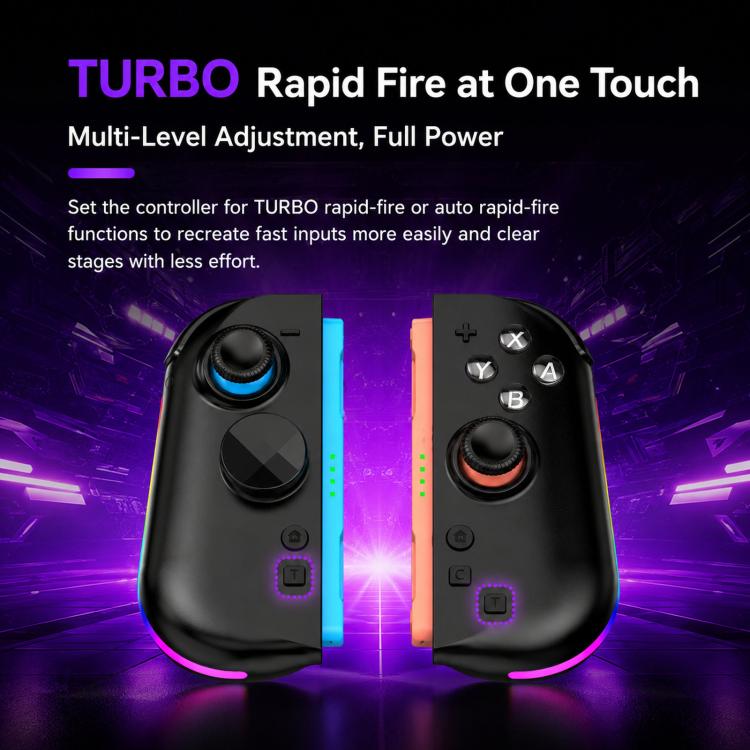 Black left and right controllers with RGB light strip and dual thumbsticks