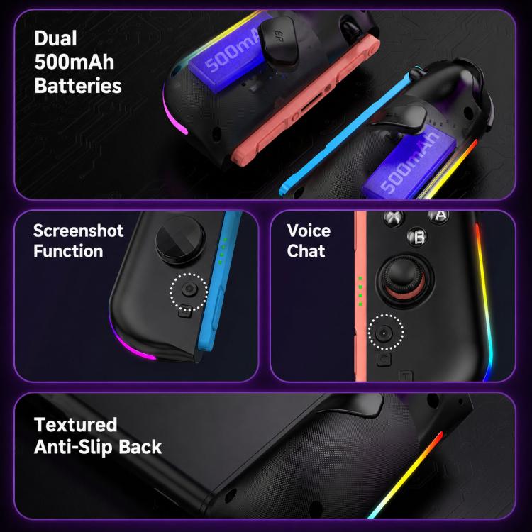 Black controllers with detachable battery packs and textured anti-slip back
