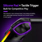 Black controller with purple-lit touchpad and tactile trigger on handle