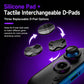 Black controller with interchangeable D-pads and thumbsticks, includes three D-pad options
