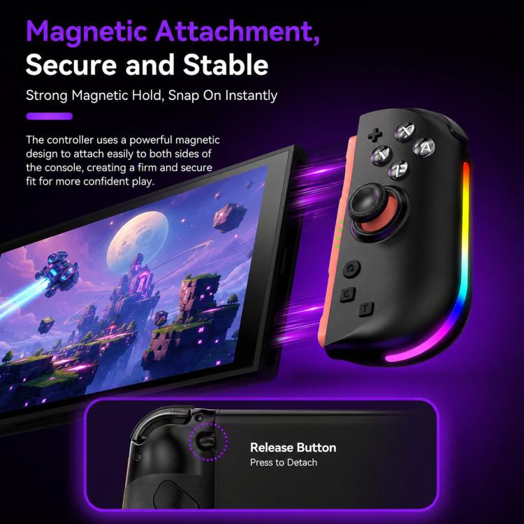 Black magnetic controller attached to console with release button visible