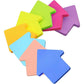 Arrow-shaped sticky memo notes in assorted bright colors, layered in a pile.