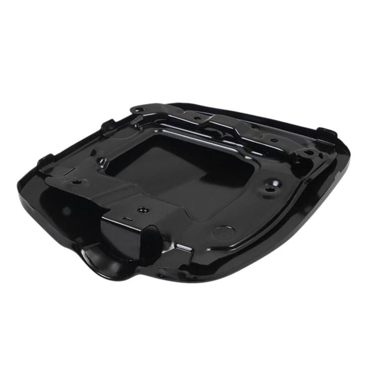 Fuel tank outer cover base, black molded plastic with mounting holes and bracket
