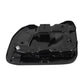 Fuel tank outer cover underside, black molded panel with brackets and bolt points