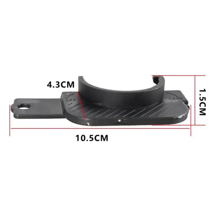 Black fuel door bracket dimensions: 10.5 cm wide, 1.15 cm tall, 4.3 cm depth