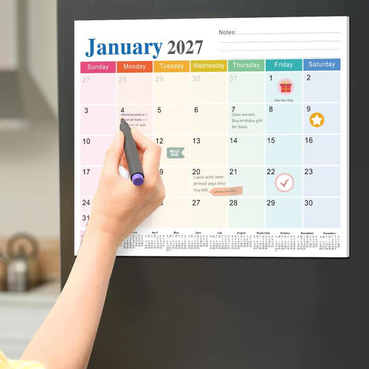 2027-2028 Magnetic Fridge Calendar Jan 2027 - Jun 2028 18 Months Monthly Calendar Pad