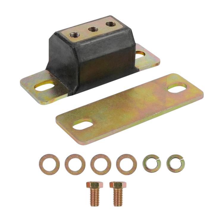Rear transmission mount bracket kit with black bushing and steel mounting plates