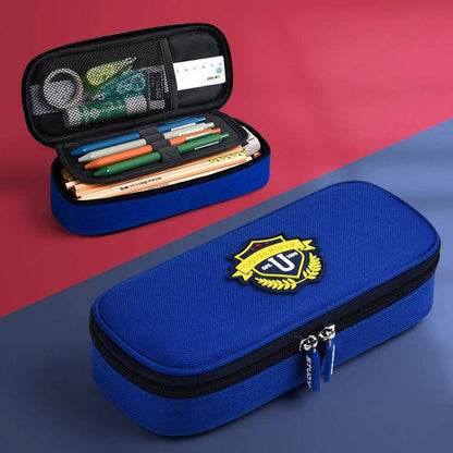 British Style Pencil Case Large Capacity 3-Compartment Pencil Pouch for Students