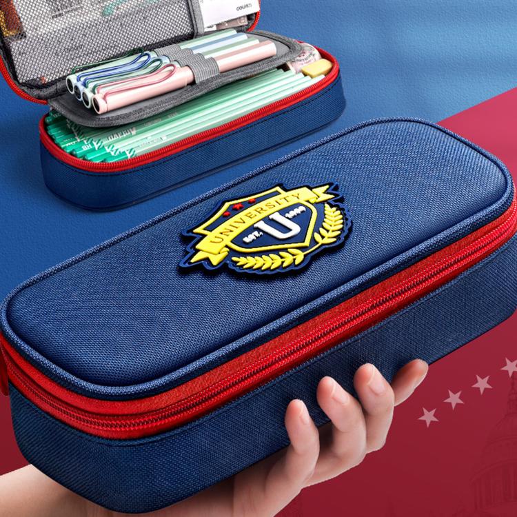 British Style Pencil Case Large Capacity 3-Compartment Pencil Pouch for Students