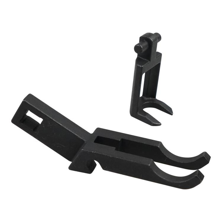 Black valve spring removal tool with tall lever and curved hook