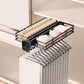 Black slide-out closet organizer rack with hanging hooks and two tier bars