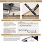 Slide-out closet pants rack with installation modes showing drill and adhesive base