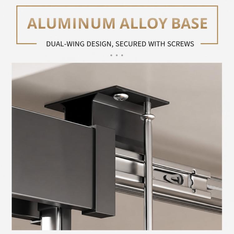 Slide-out closet pants rack with aluminum alloy base and screw-mounted bracket