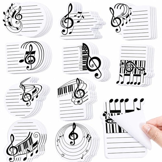 Music Theme Sticky Notes Set Novelty Musical Notes Treble Clef Memo Pads, 10 In 1, 8 In 1