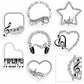 Assorted music note sticky pads in heart, star, and treble clef sticker shapes