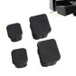 Black ribbed rubber plug covers, four rectangular caps