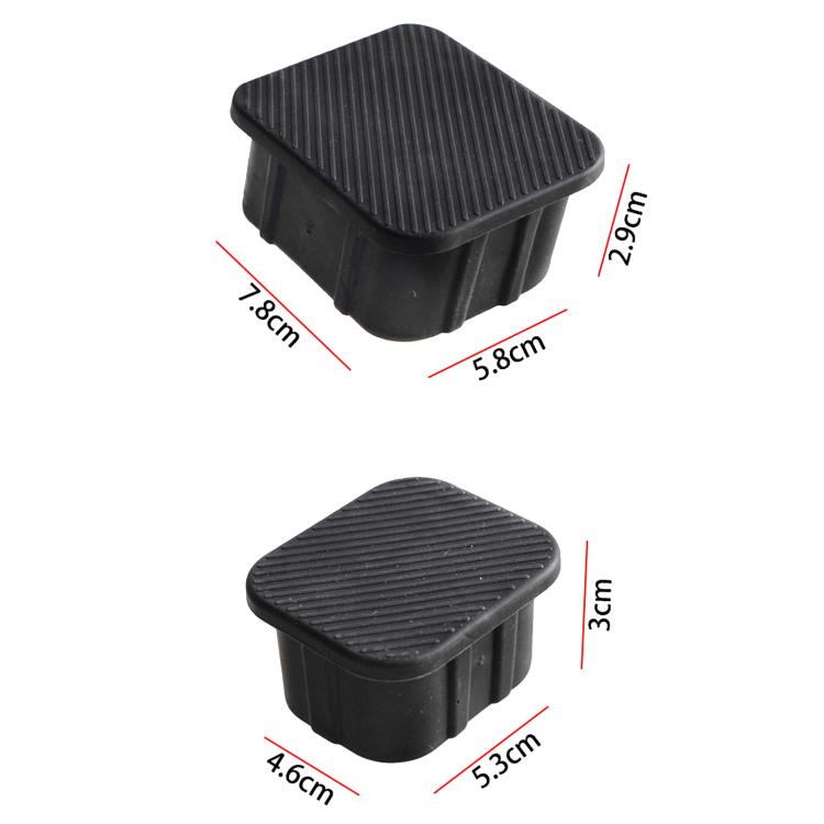 Black ribbed rubber plug cover with visible size measurements