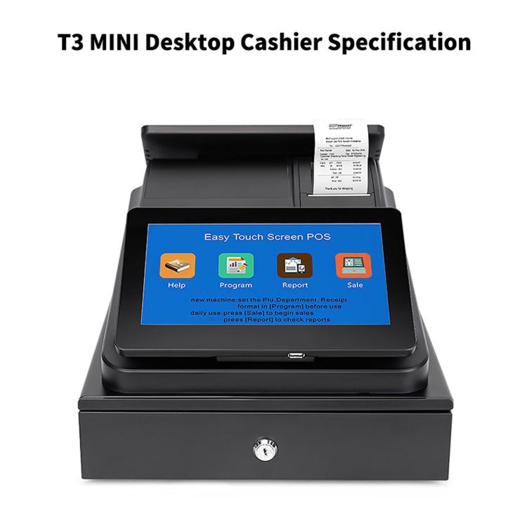 All-in-one POS cash register with touchscreen and built-in receipt printer