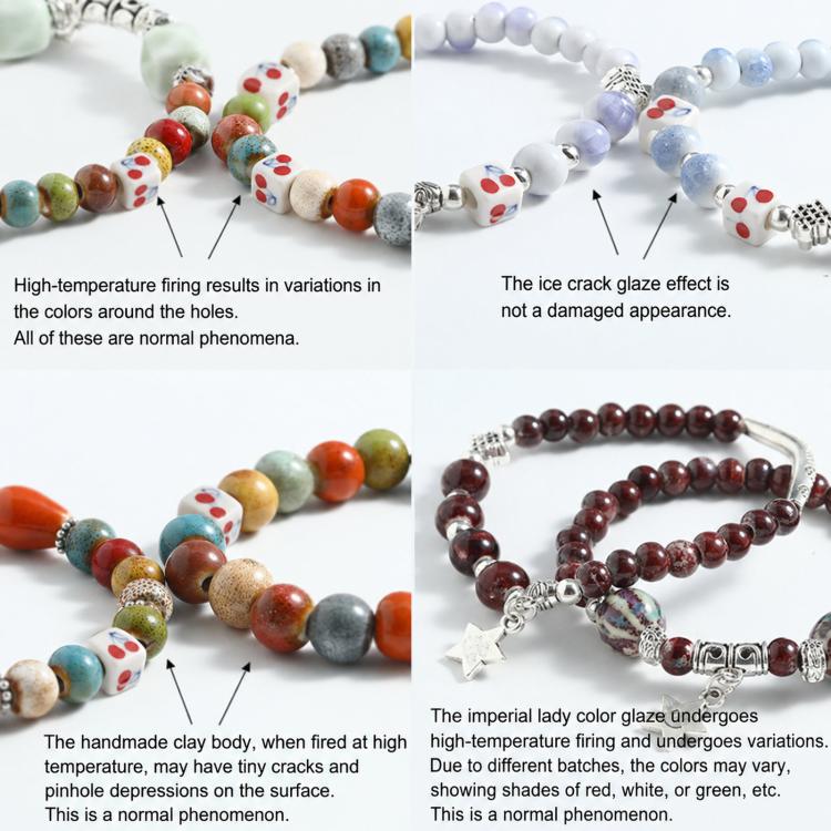 20 PCS/Pack Cherry Large-hole Square Ceramic Loose Bead Bracelet Accessory DIY Material, Small, Large