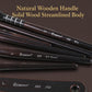 Row of watercolor brushes with birch wood handles and different tip styles