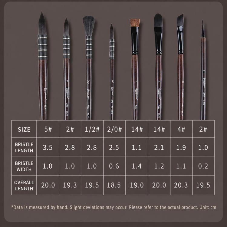 10-piece watercolor paint brush set with synthetic dark bristles and birch wood handles
