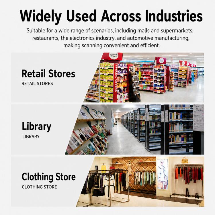 QR code scanner widely used in retail stores, library, and clothing store