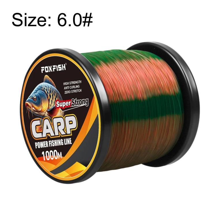 FOXFISH color-changing carp fishing line spool, green/orange, 6.0#, 1000m