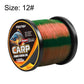 Color-changing carp fishing line spool, green and red line on black reel, 12#