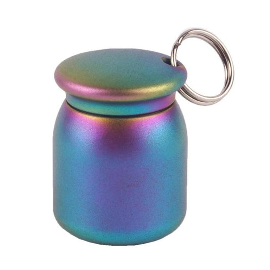 Outdoor Mini EDC Portable Waterproof First Aid Kit Keychain, Original Color Polished, Stone Washed Color, Iridescent Color