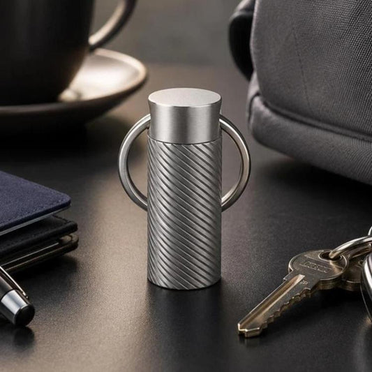 Mini Portable EDC Outdoor Sealed Titanium Alloy Waterproof Keychain, Knurling, Polishing, Iridescent Color
