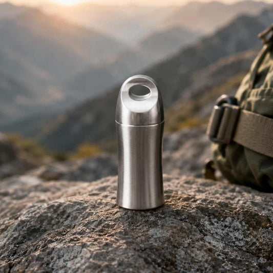Pure Titanium Waterproof Sealed EDC Portable Outdoor Medicine Box, Polished, Stonewashed
