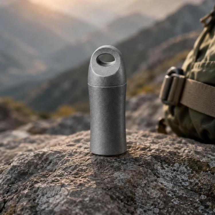 Pure Titanium Waterproof Sealed EDC Portable Outdoor Medicine Box, Polished, Stonewashed