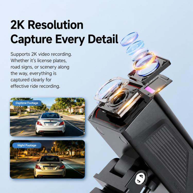 D8 Motorcycle Dash Cam IPX5 Waterproof Bicycle 2K Camera With WiFi App Control