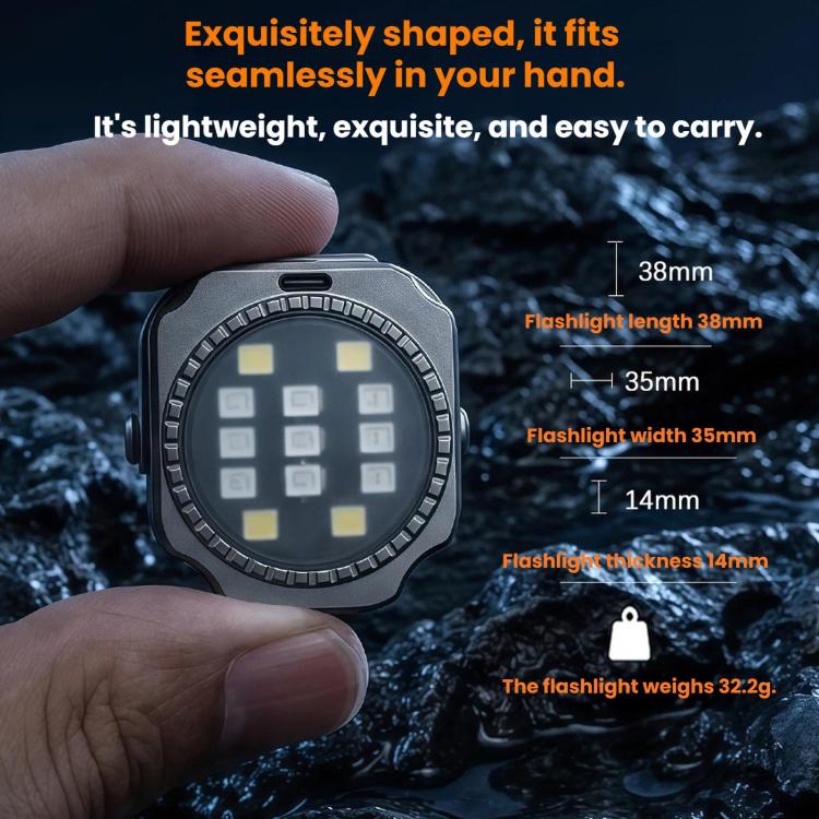 Mini Square Titanium Alloy EDC Flashlight Magnetic Type-C Rechargeable Portable Keychain