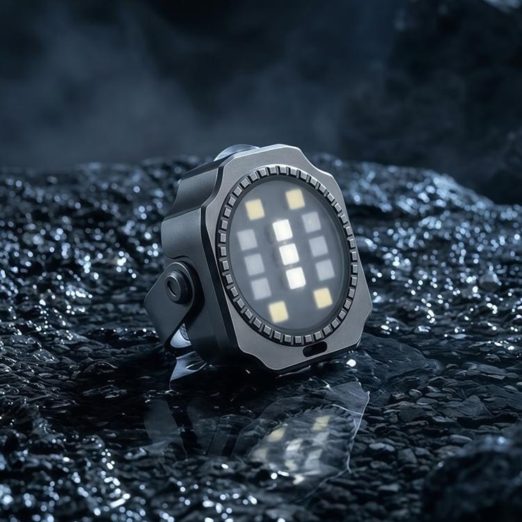 Mini Square Titanium Alloy EDC Flashlight Magnetic Type-C Rechargeable Portable Keychain