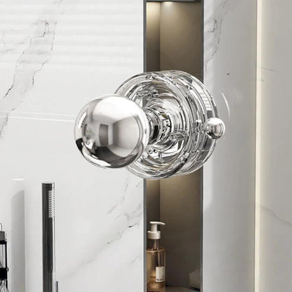Clear suction cup door handle bar with chrome round grips for glass doors