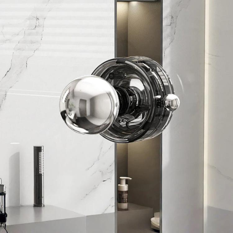 Clear suction cup door handle bar with chrome round grips and dark suction face
