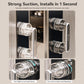 Clear suction cup door handle with chrome frame showing lock and unlock rotation