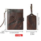 Brown leather passport holder with luggage tag, embossed aircraft emblem