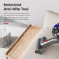 Motorized mattress tool with red button and wide rectangular brush head