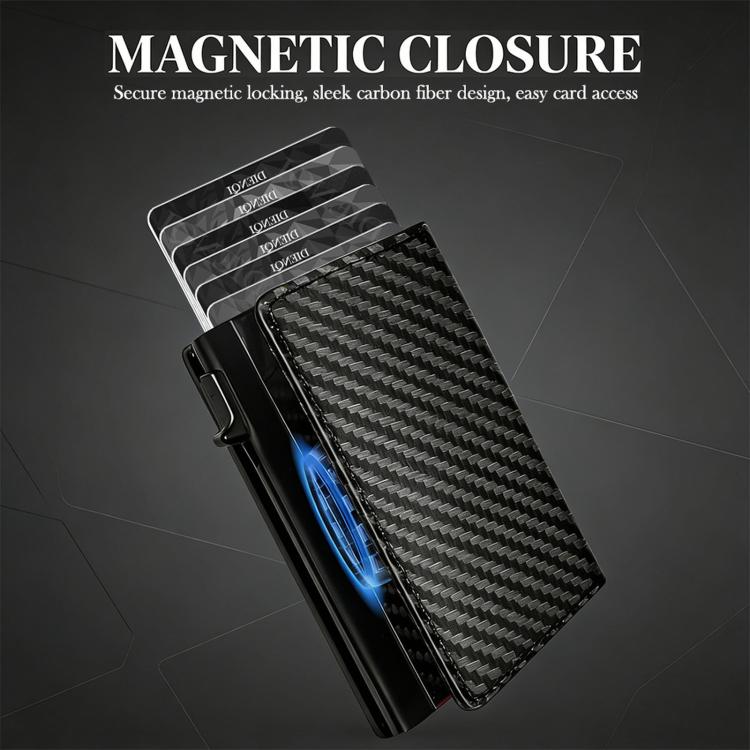 Carbon fiber card wallet with magnetic closure design and card slots