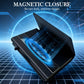 Carbon fiber card holder wallet with magnet closure and pop-up card area