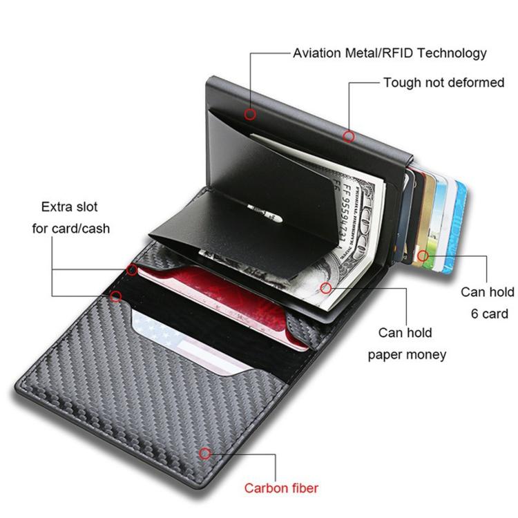 Carbon fiber wallet with layered card slots and integrated money clip