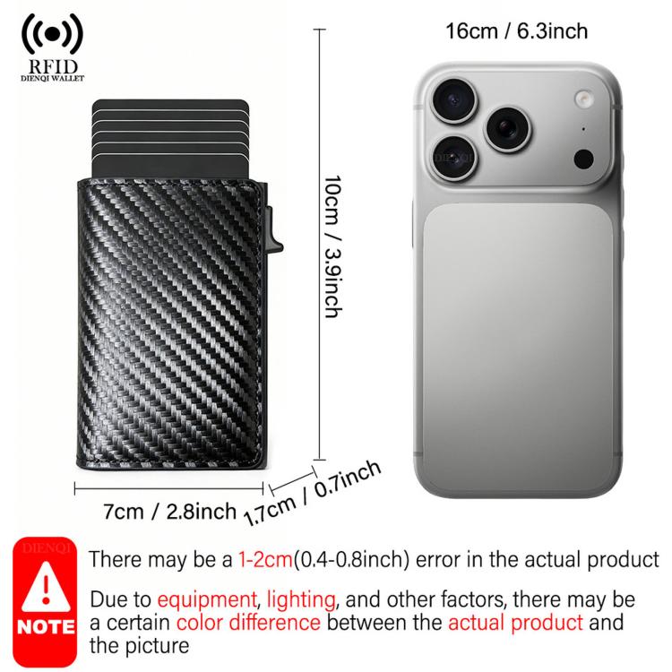 Compact carbon fiber wallet with card slots and side pop-up clip