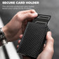 Carbon fiber slim RFID wallet with snug card sleeve and zipper coin pocket