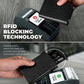 Carbon fiber RFID-blocking card wallet with slim front for secure card storage